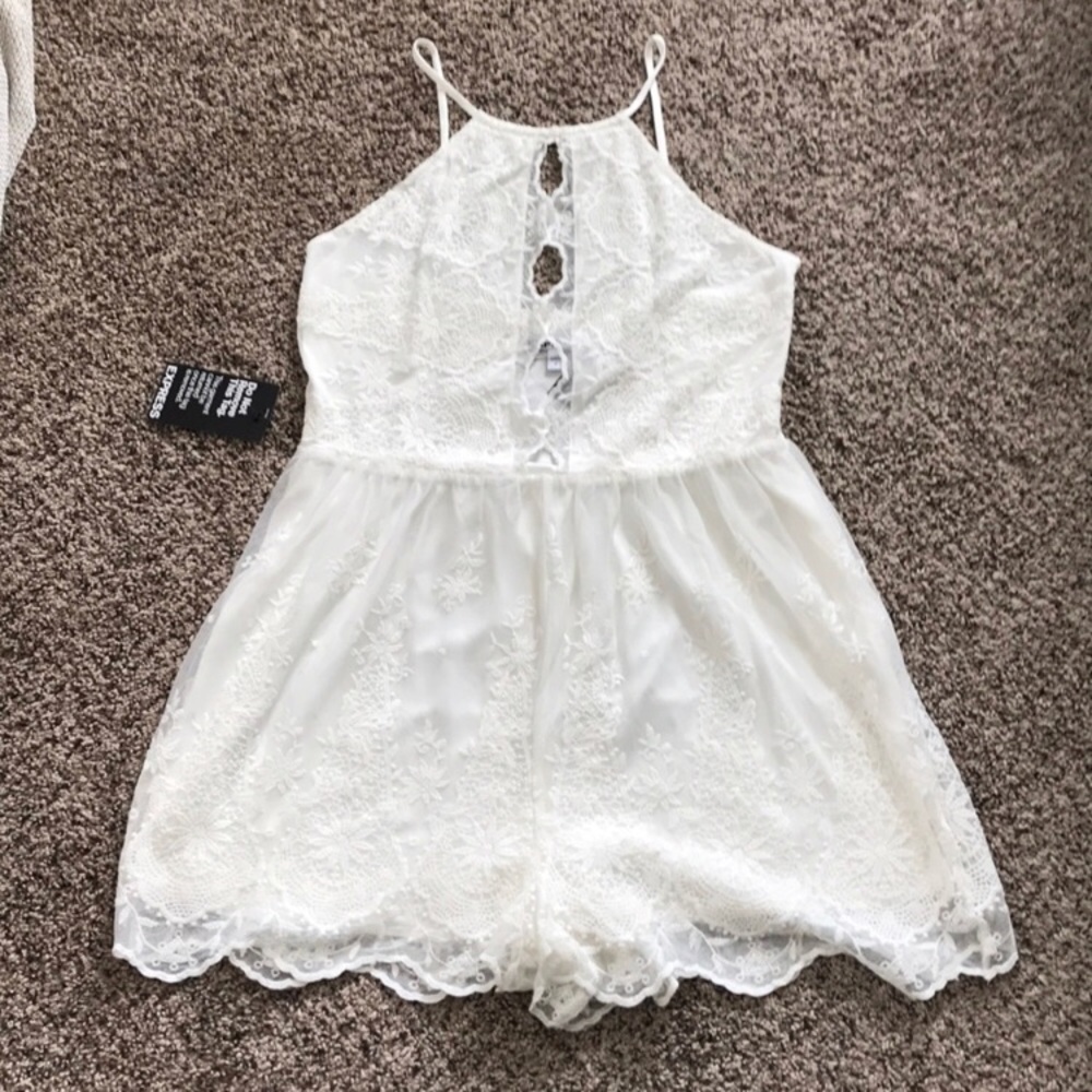 Express White Lace Romper